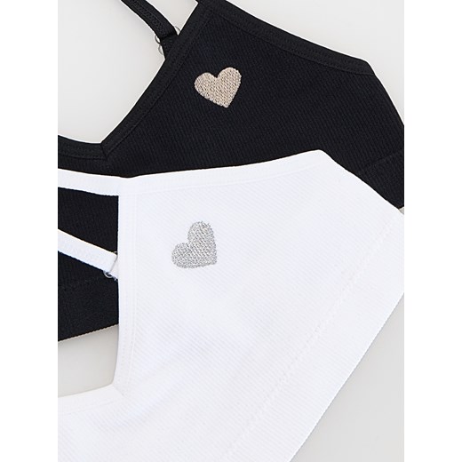 Reserved - Top z haftem 2 pack - biały Reserved 134/140 (8-9 lat) Reserved