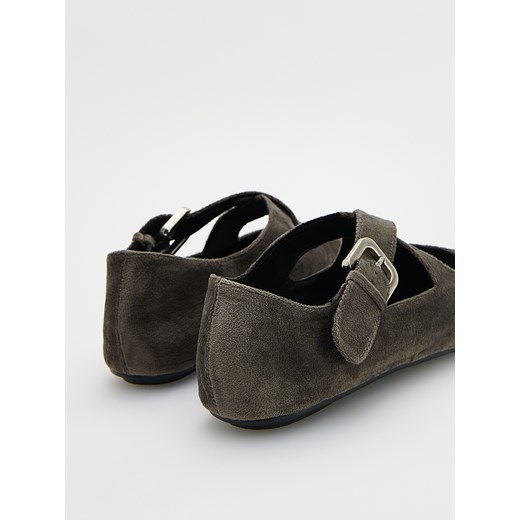 Reserved - Baleriny z imitacji zamszu - ciemnoszary Reserved 36 Reserved