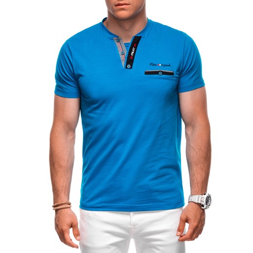 T-shirt męski z nadrukiem 1991S - niebieski ze sklepu Edoti w kategorii T-shirty męskie - zdjęcie 174006424