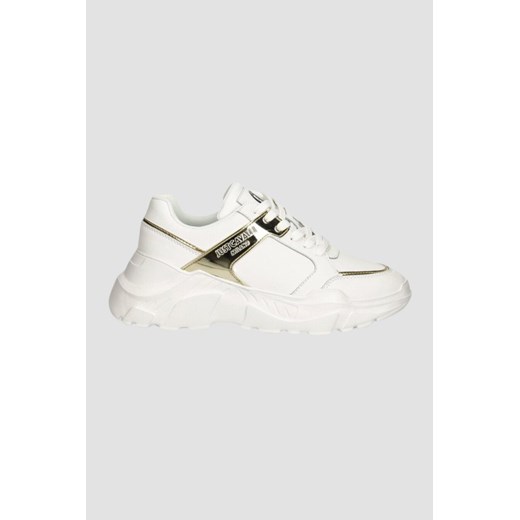 JUST CAVALLI Białe sneakersy ze złotym logo Fondo Casper, Rozmiar 38 ze sklepu outfit.pl w kategorii Buty sportowe damskie - zdjęcie 174006943