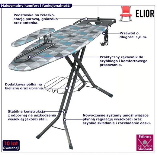 Deska do prasowania z rękawnikiem w trójkąty - Helium Elior One Size Edinos.pl