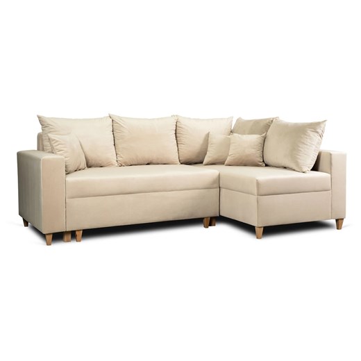Beżowa rozkładana sofa narożna prawostronna - Hutis ze sklepu Edinos.pl w kategorii Sofy i kanapy - zdjęcie 174007842