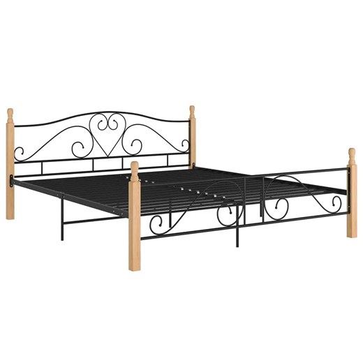 Łóżko małżeńskie czarny + jasny dąb 200x200 cm - Dexir ze sklepu Edinos.pl w kategorii Łóżka i materace - zdjęcie 174007884