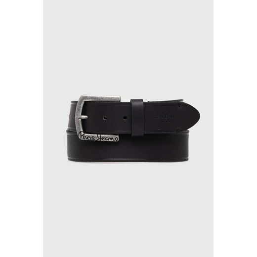 Pepe Jeans pasek skórzany MOSS BELT męski kolor czarny PM021026 ze sklepu ANSWEAR.com w kategorii Paski męskie - zdjęcie 174008794