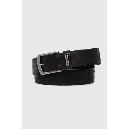 Pepe Jeans pasek skórzany KENT BELT męski kolor czarny PM021030 ze sklepu ANSWEAR.com w kategorii Paski męskie - zdjęcie 174008800