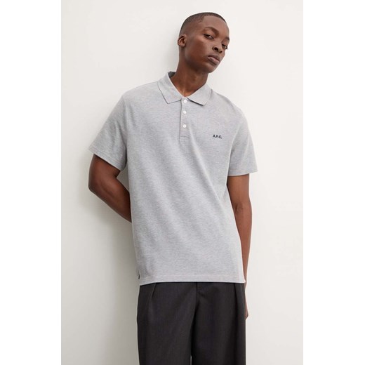 A.P.C. polo bawełniane polo standard GOTS kolor szary gładki COGWZ.H26342 ze sklepu ANSWEAR.com w kategorii T-shirty męskie - zdjęcie 174008832