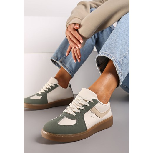 Zielone Sneakersy na Grubej Podeszwie z Ozdobnymi Wstawkami Galivia ze sklepu born2be.pl w kategorii Buty sportowe damskie - zdjęcie 174013132