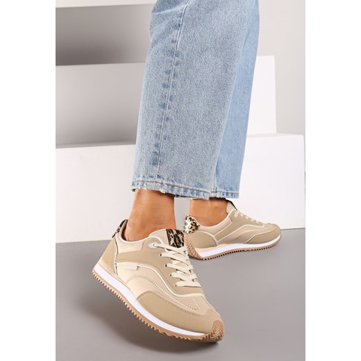 Brązowe Płaskie Sneakersy z Metalicznymi Wstawkami Rosmora ze sklepu born2be.pl w kategorii Buty sportowe damskie - zdjęcie 174013282