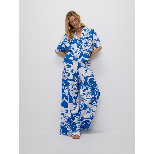 Reserved - Wzorzyste spodnie palazzo - niebieski ze sklepu Reserved w kategorii Spodnie damskie - zdjęcie 174013611