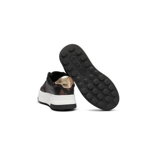 Buty sportowe damskie Guess sneakersy czarne z tworzywa sztucznego sznurowane na platformie