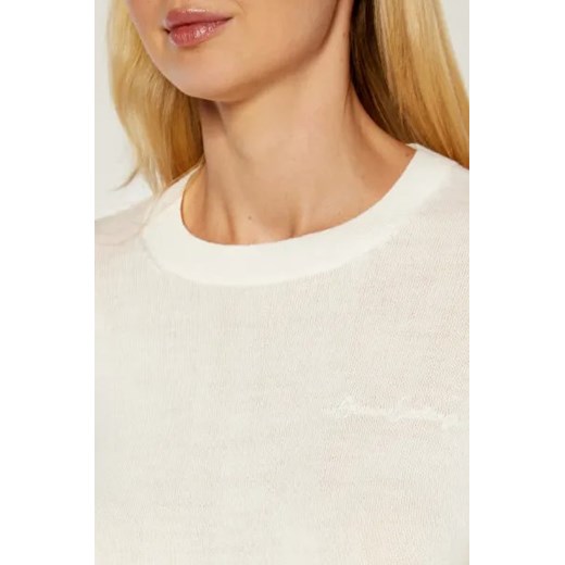 Sweter damski Armani Exchange beżowy wełniany z okrągłym dekoltem 