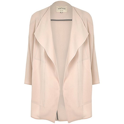 Sandy pink crepe relaxed fit draped coat river-island  
