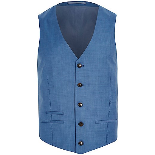 Blue slim suit waistcoat river-island  