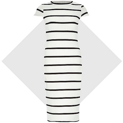 White and black stripe bodycon midi dress river-island  midi
