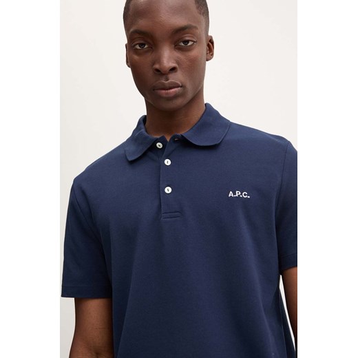 A.P.C. polo bawełniane polo standard GOTS kolor granatowy gładki COGWZ.H26342 ze sklepu ANSWEAR.com w kategorii T-shirty męskie - zdjęcie 174018010