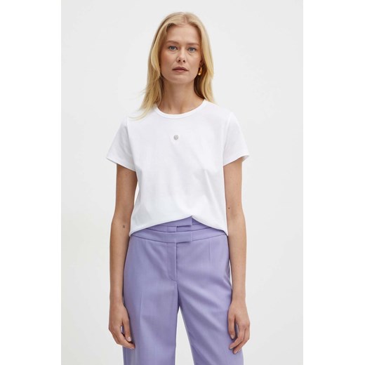 BOSS t-shirt bawełniany damski kolor biały 50521900 ze sklepu ANSWEAR.com w kategorii Bluzki damskie - zdjęcie 174018094