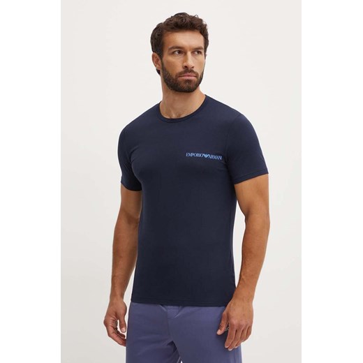 Emporio Armani Underwear t-shirt lounge 2-pack kolor granatowy z nadrukiem 111267 4F717 ze sklepu ANSWEAR.com w kategorii T-shirty męskie - zdjęcie 174018153