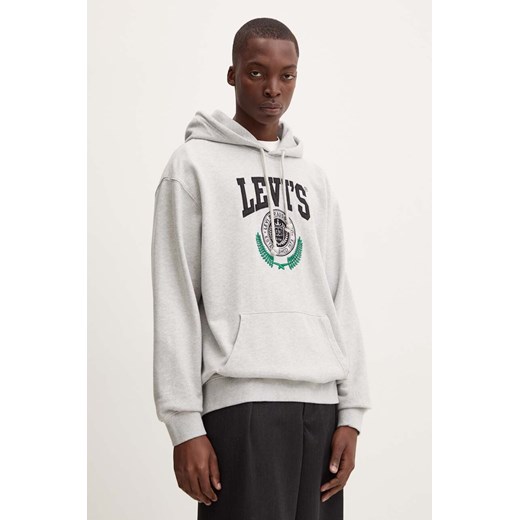Levi&apos;s bluza bawełniana męska kolor szary z kapturem melanżowa ze sklepu ANSWEAR.com w kategorii Bluzy męskie - zdjęcie 174018273