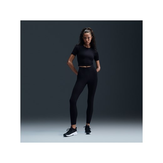 Damskie legginsy 7/8 z wysokim stanem zapewniające delikatne wsparcie Nike Zenvy Rib - Czerń ze sklepu Nike poland w kategorii Spodnie damskie - zdjęcie 174019733
