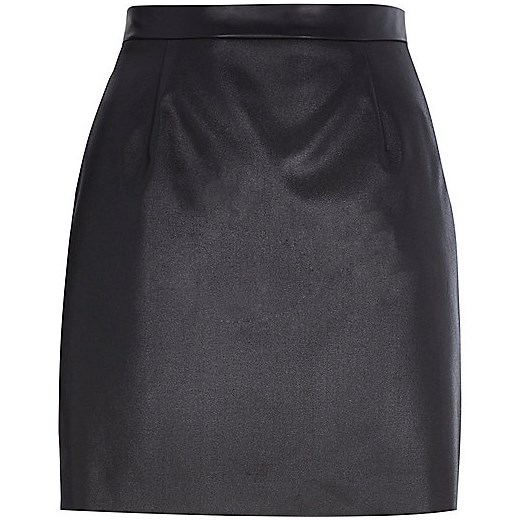 Black coated A-line mini skirt river-island  Mini spódniczki