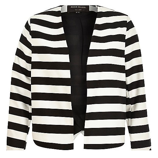 Black white stripe structured cropped jacket river-island  