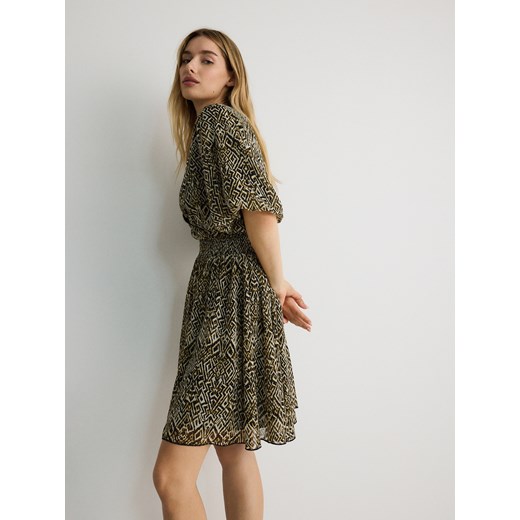 Reserved - Sukienka z bufkami - beżowy Reserved XS Reserved