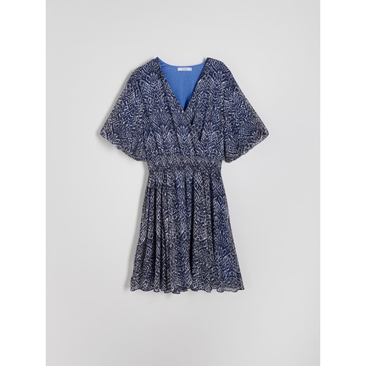 Reserved - Sukienka z bufkami - niebieski Reserved S Reserved