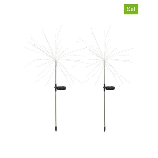lumisky Lampy solarne LED (2 szt.) &quot;Fireworks&quot; w kolorze białym na trzonku - wys. 97 cm ze sklepu Limango Polska w kategorii Oświetlenie ogrodowe - zdjęcie 174024553