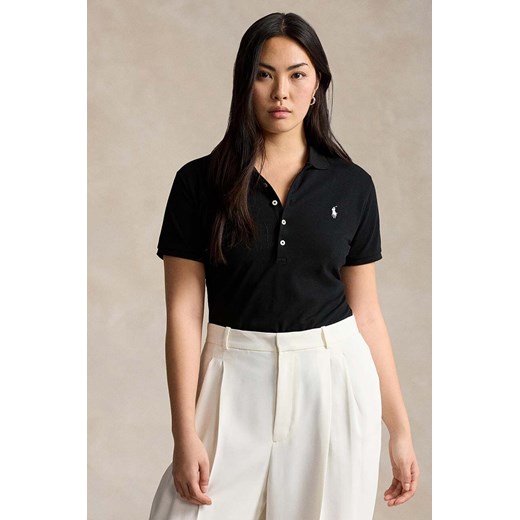 Polo Ralph Lauren polo damski kolor czarny z kołnierzykiem ze sklepu ANSWEAR.com w kategorii Bluzki damskie - zdjęcie 174026071