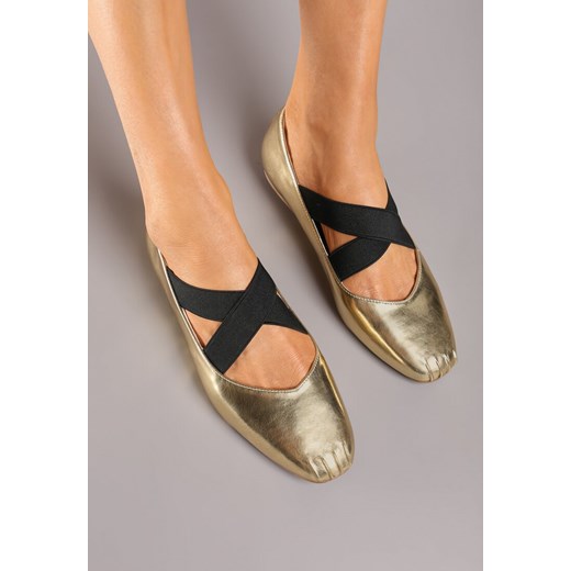 Balerinki złote Born2be bez zapięcia 