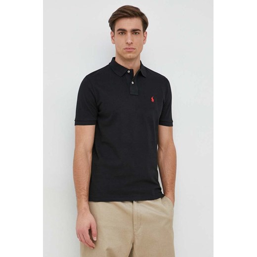 Polo Ralph Lauren polo bawełniane kolor czarny gładki ze sklepu PRM w kategorii T-shirty męskie - zdjęcie 174031293