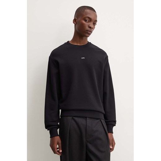 A.P.C. bluza bawełniana sweat boxy micro logo GOTS męska kolor czarny gładka COHBX.H27910 ze sklepu ANSWEAR.com w kategorii Bluzy męskie - zdjęcie 174034913