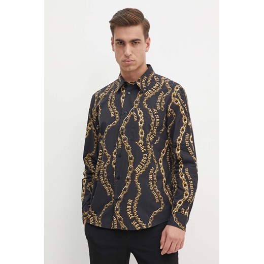 Versace Jeans Couture koszula bawełniana męska kolor czarny regular z kołnierzykiem klasycznym 77GAL2R1 NS485 ze sklepu ANSWEAR.com w kategorii Koszule męskie - zdjęcie 174035061