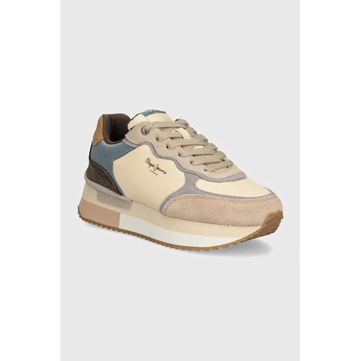 Buty sportowe damskie Pepe Jeans sneakersy beżowe na platformie