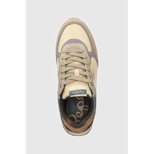 Buty sportowe damskie beżowe Pepe Jeans sneakersy na platformie