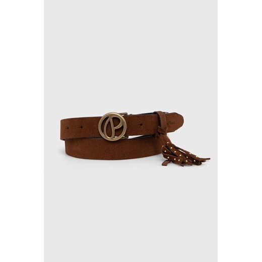 Pepe Jeans pasek zamszowy ATHELEA BELT kolor brązowy PL020858 ze sklepu ANSWEAR.com w kategorii Paski damskie - zdjęcie 174035350