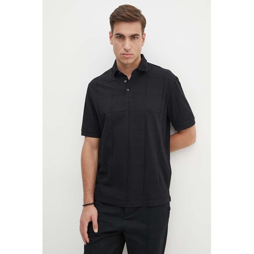 Armani Exchange polo bawełniane kolor czarny gładki 6DZFLJ ZJ2ZZ ze sklepu ANSWEAR.com w kategorii T-shirty męskie - zdjęcie 174035382