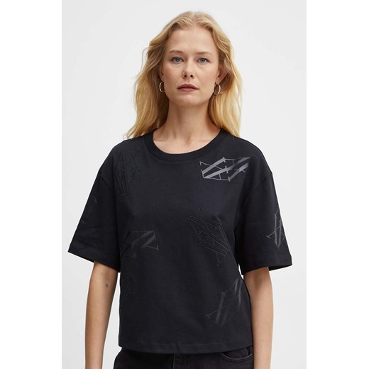 Armani Exchange t-shirt bawełniany damski kolor czarny 6DYT02 YJNNZ ze sklepu ANSWEAR.com w kategorii Bluzki damskie - zdjęcie 174035594