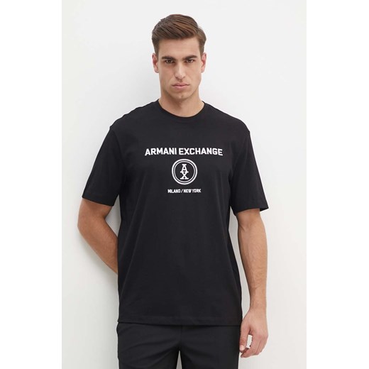 Armani Exchange t-shirt bawełniany męski kolor czarny z aplikacją 6DZTLC ZJ9JZ ze sklepu ANSWEAR.com w kategorii T-shirty męskie - zdjęcie 174035653