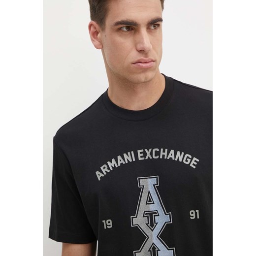 Armani Exchange t-shirt bawełniany męski kolor czarny z nadrukiem 6DZTLR ZJLFZ ze sklepu ANSWEAR.com w kategorii T-shirty męskie - zdjęcie 174035662