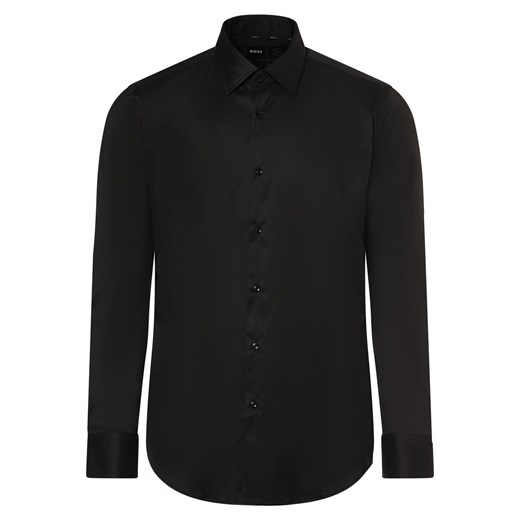 BOSS Koszula męska - P-HANK-kent-C1-222 Mężczyźni Slim Fit czarny jednolity ze sklepu vangraaf w kategorii Koszule męskie - zdjęcie 174039701