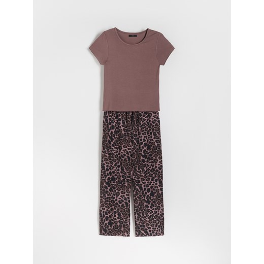 Reserved - Dwuczęściowa piżama ze zwierzęcym nadrukiem - szary Reserved XXL Reserved