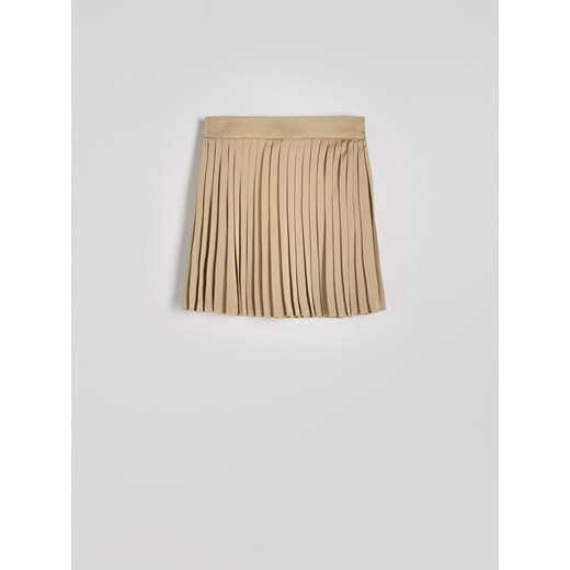 Reserved - Plisowana spódnica mini - beżowy ze sklepu Reserved w kategorii Spódnice - zdjęcie 174040514