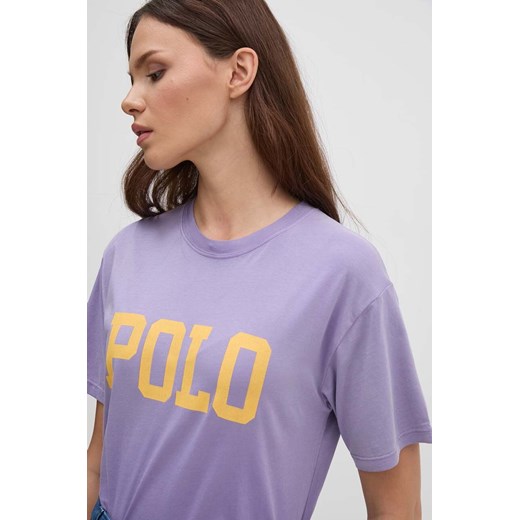 Polo Ralph Lauren t-shirt bawełniany damski kolor fioletowy 211941181 ze sklepu ANSWEAR.com w kategorii Bluzki damskie - zdjęcie 174041253