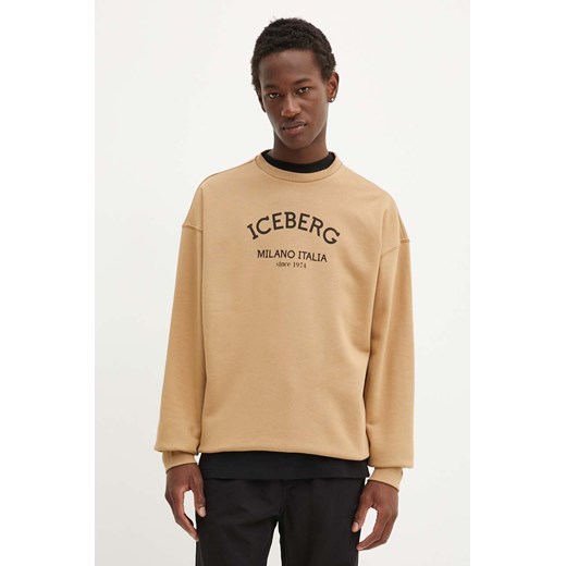 Iceberg bluza męska kolor beżowy z nadrukiem ze sklepu ANSWEAR.com w kategorii Bluzy męskie - zdjęcie 174041284