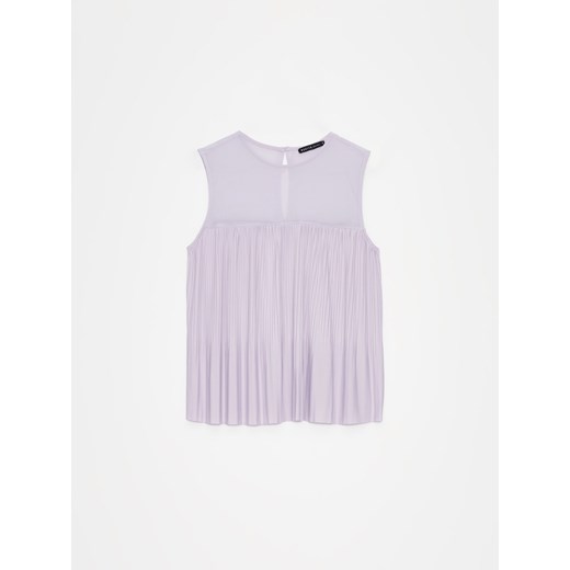 Mohito - Liliowa bluzka z plisowanym dołem - lawendowy Mohito M wyprzedaż Mohito