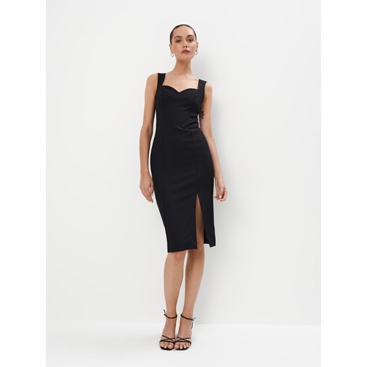 Mohito - Czarna sukienka midi na ramiączkach - czarny Mohito 40 okazyjna cena Mohito