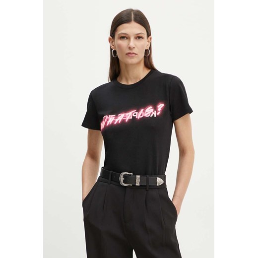 The Kooples t-shirt bawełniany damski kolor czarny FTSC26045K ze sklepu ANSWEAR.com w kategorii Bluzki damskie - zdjęcie 174044854
