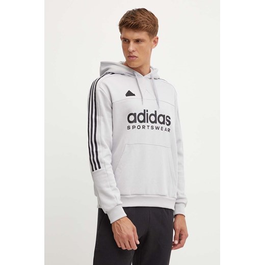 adidas bluza Tiro męska kolor szary z kapturem z nadrukiem IW5939 ze sklepu ANSWEAR.com w kategorii Bluzy męskie - zdjęcie 174044932