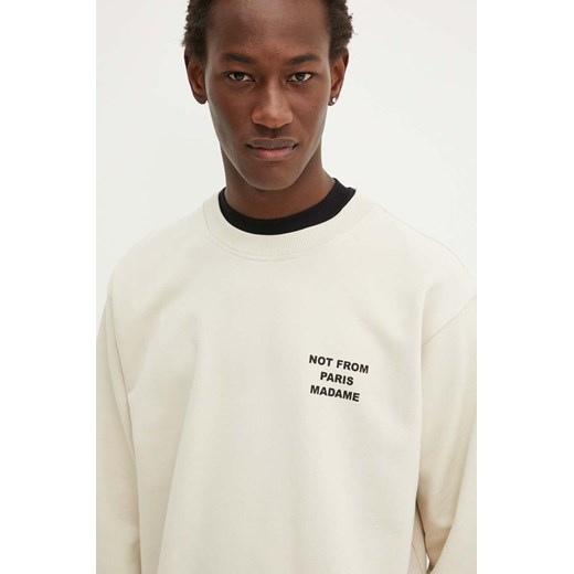 Drôle de Monsieur bluza bawełniana męska kolor beżowy z nadrukiem PERM.SW149.CO127 Le Sweatshirt Slogan ze sklepu ANSWEAR.com w kategorii Bluzy męskie - zdjęcie 174044982